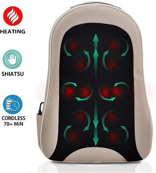 Shiatsu Portable Back Massager Cushion - Kneading Heated Massage Chair Pad (Belmint)