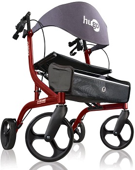 Hugo Mobility Explore Side-Fold Rollator Walker with Seat, Backrest and Folding Basket