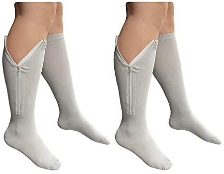 HealthyNees 2 Pairs Set Combo Closed Toe 15-20 mmHg Zipper Compression Socks
