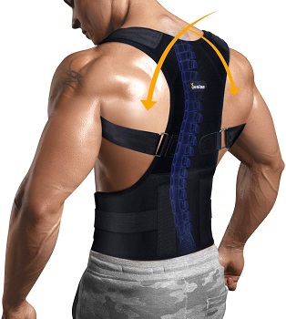 Posture Corrector for Upper Back Pain Relief Lumbar Support Adjustable Shoulder Brace by Junlan