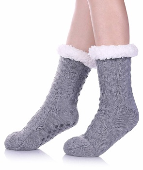 SDBING Women's Winter Super Soft Grippers Slipper Socks