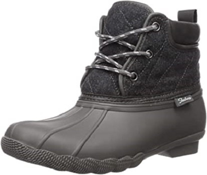 Skechers Women's Pond-Lil Puddles-Mid Quilted Lace Up Duck Boot 