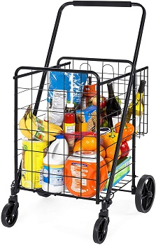 Best Choice Products 24.5 × 21.5 Inches Folding Steel Storage Utility Cart For Shopping