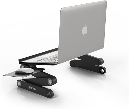Laptop Table Stand Adjustable Riser: Portable with Mouse Pad Fully Ergonomic
