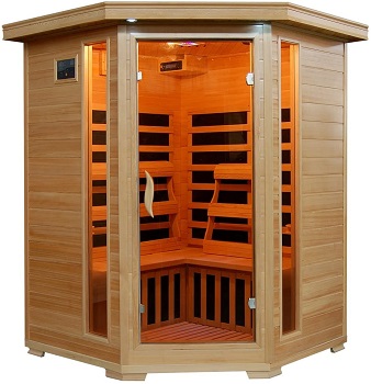 Santé Fe SA2412DX Infrared 3 Person Carbon Sauna with Bronze Tinted Tempered Glass Door 