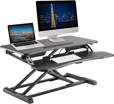 TechOrbits Standing Desk Converter - 32" Height Adjustable Stand Up Desk Riser