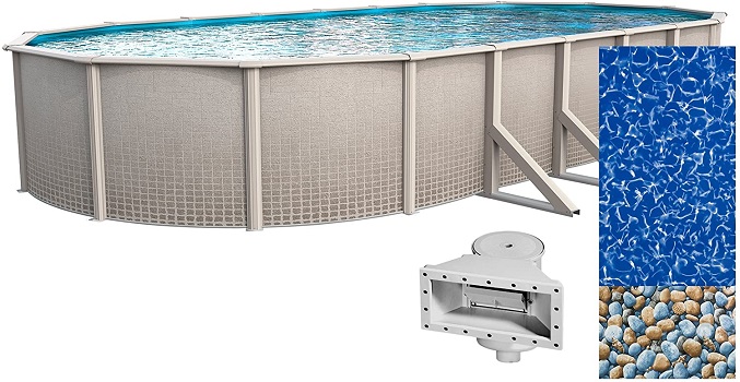 Wilbar Impressions 15-Foot-by-30-Foot Oval Permanent Above Ground Pool