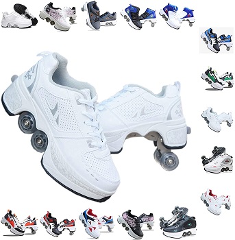 PLMOKN Roller Skates for Women 4 Wheel Adjustable Quad Roller Skates Boots
