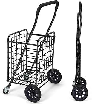 PIPISHELL Shopping Cart With Dual Swivel Wheels For Groceries