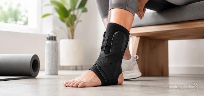 Aircast A60-style ankle brace providing supportive stabilization during recovery and everyday activity.